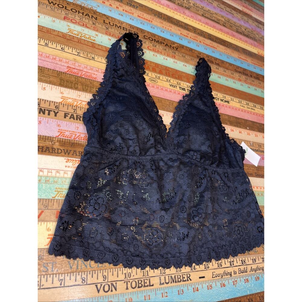 NEW Aerie S Show Off Paisley Lace Light Pads Plunge Tank Top Bra Black $39 - Picture 4 of 10